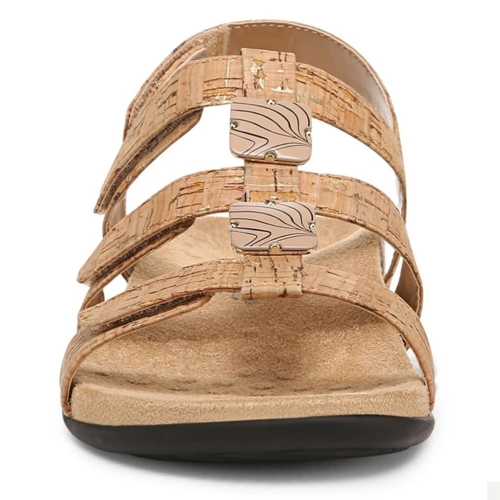 Vionic Amber Slingback Adjustable Straps Sandals In Gold Cork - Picture 3 of 13